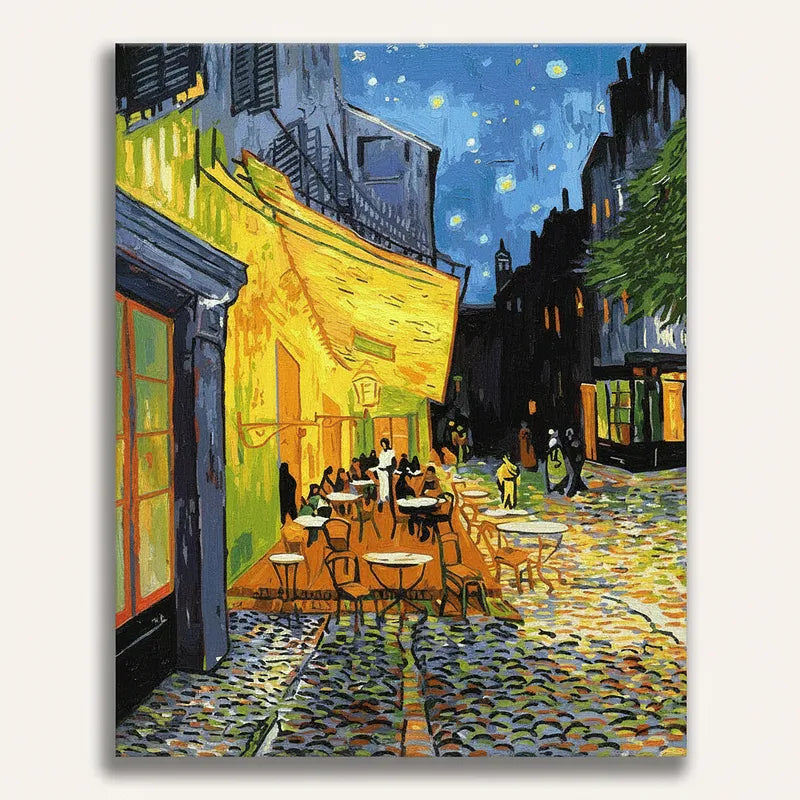 Cafe Terrace Night Paint By Numbers Kit by Paint Kit Studio - homage of Van Gogh’s 1888 painting