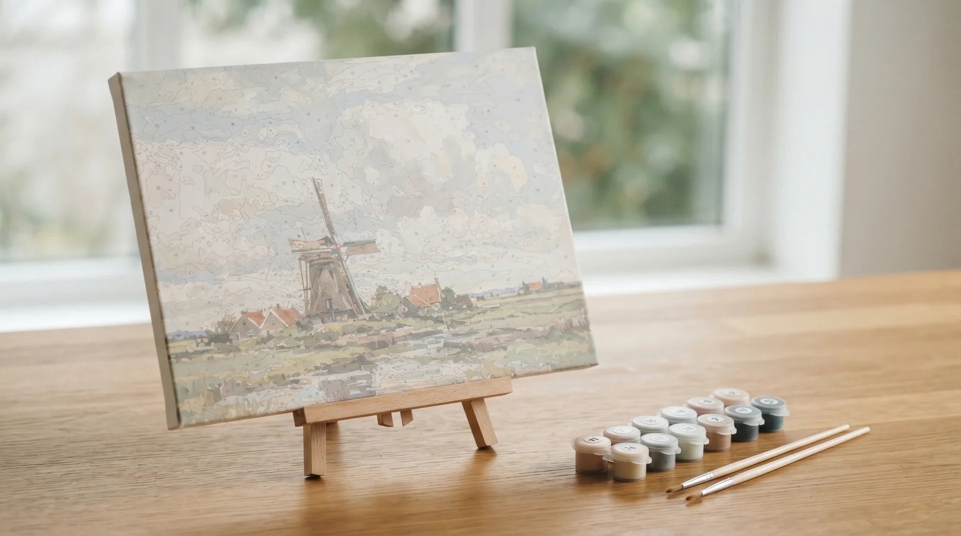 Paint by numbers canvas of a Dutch landscape, colour-printed Paint Kit Studio kit