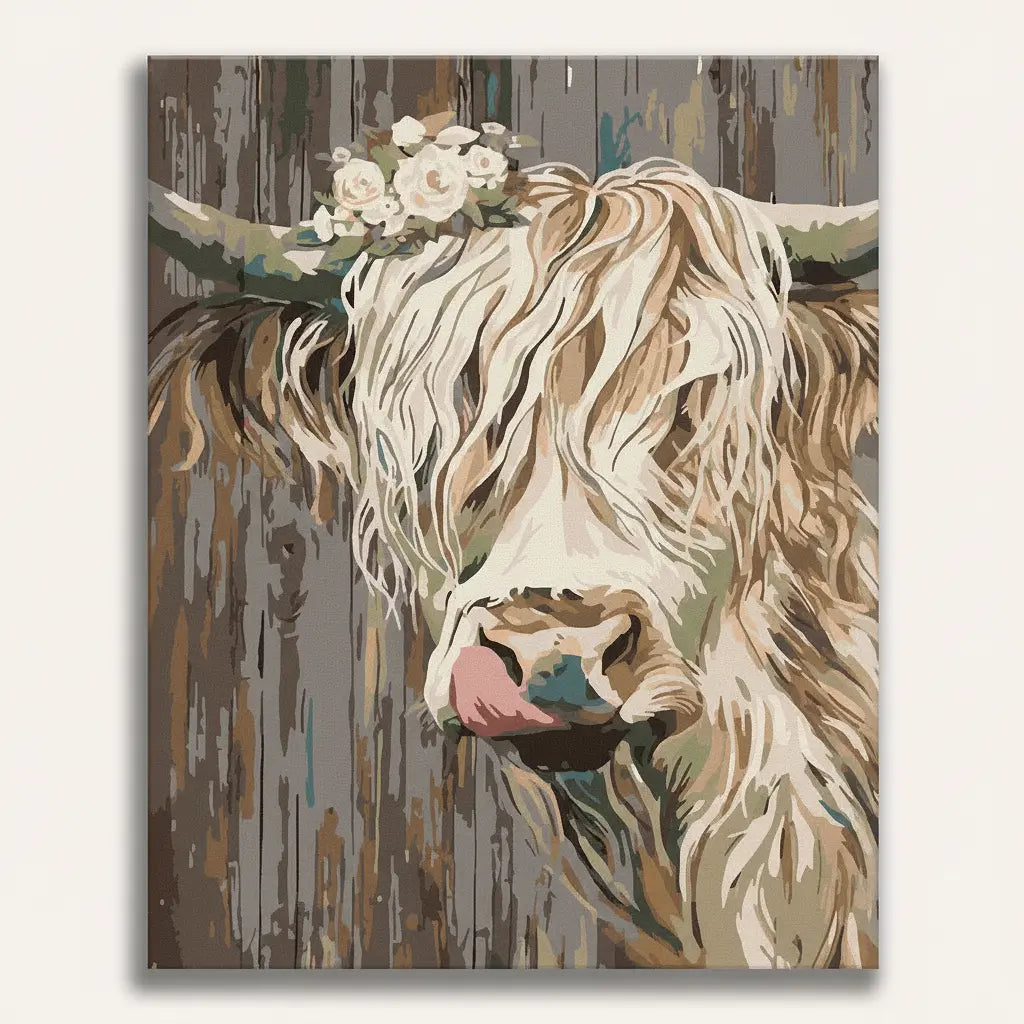 Highland Cow Flowers | Paint By Numbers Kit