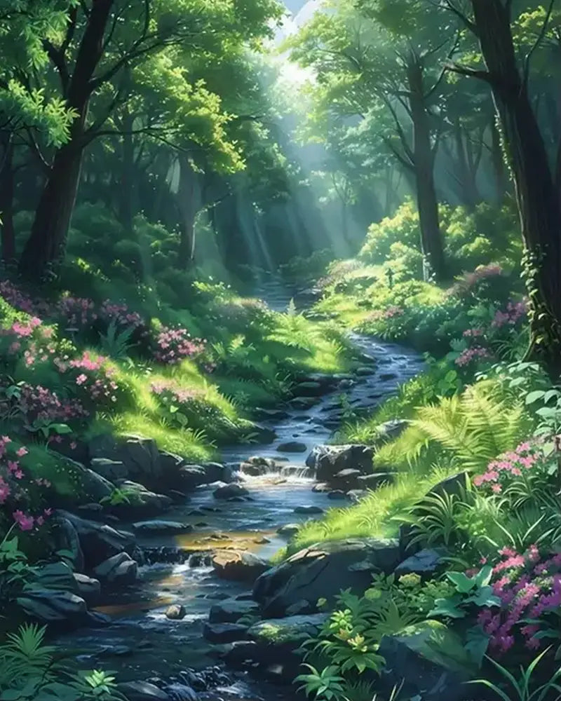 Forest Stream Painting - Paint by Numbers Kit