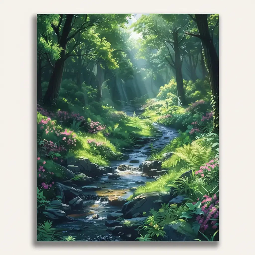 Forest Stream Painting - Framed Paint by Numbers Kit
