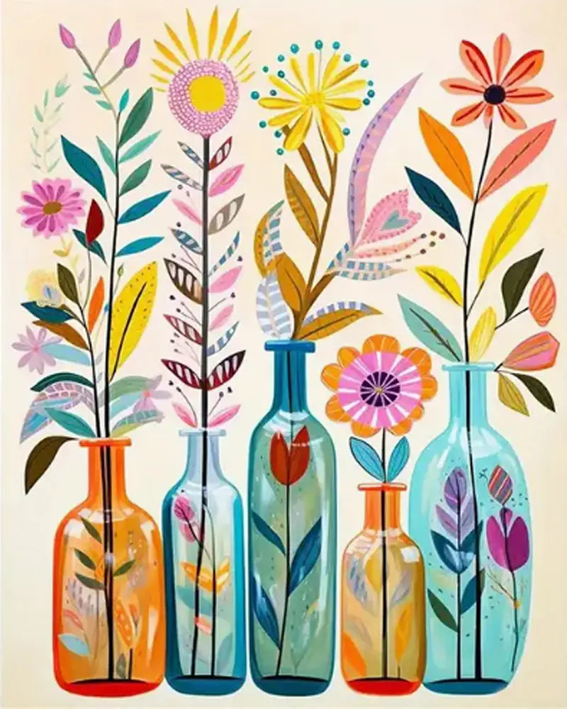 Floral Bottles Art - Paint by Numbers Kit