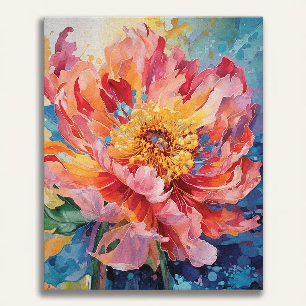 Vibrant Peony Bloom - Framed Paint by Numbers Kit
