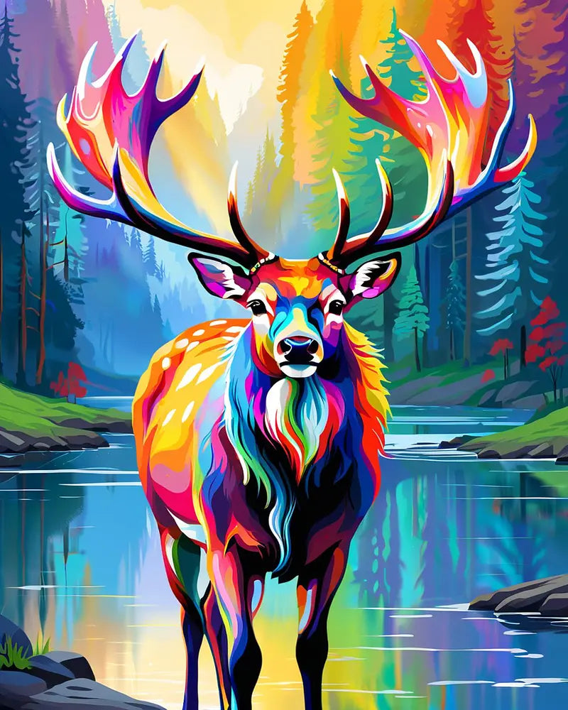 Rainbow Deer Painting - Paint by Numbers Kit