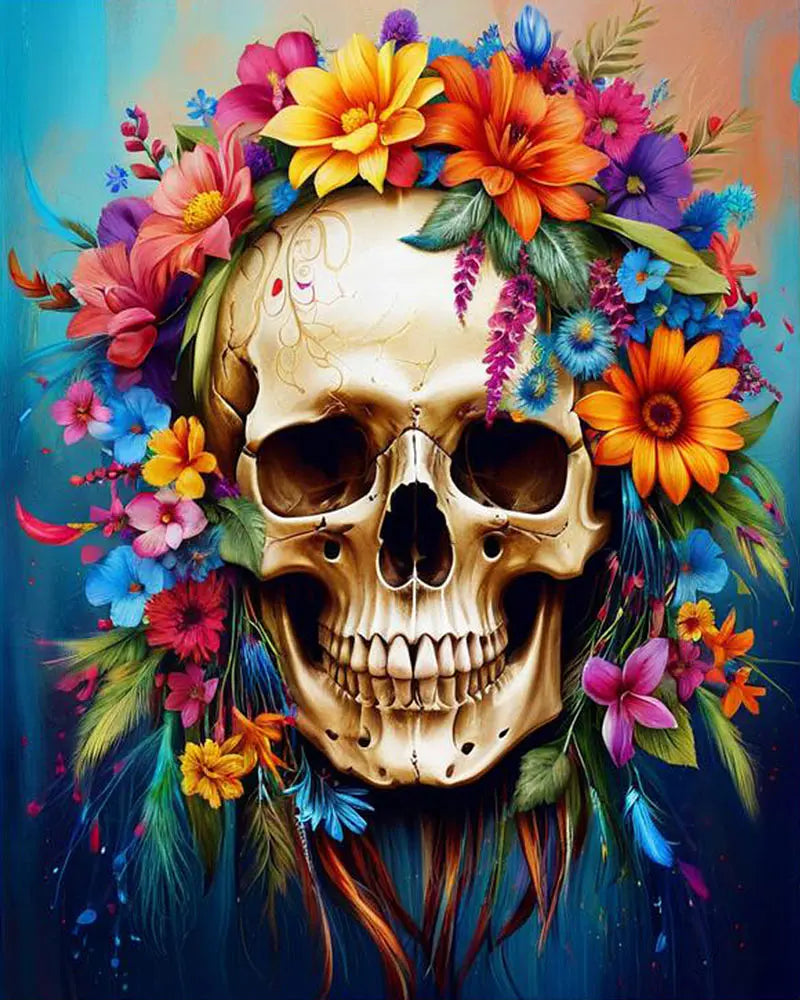 Floral Skull Art - Paint by Numbers Kit