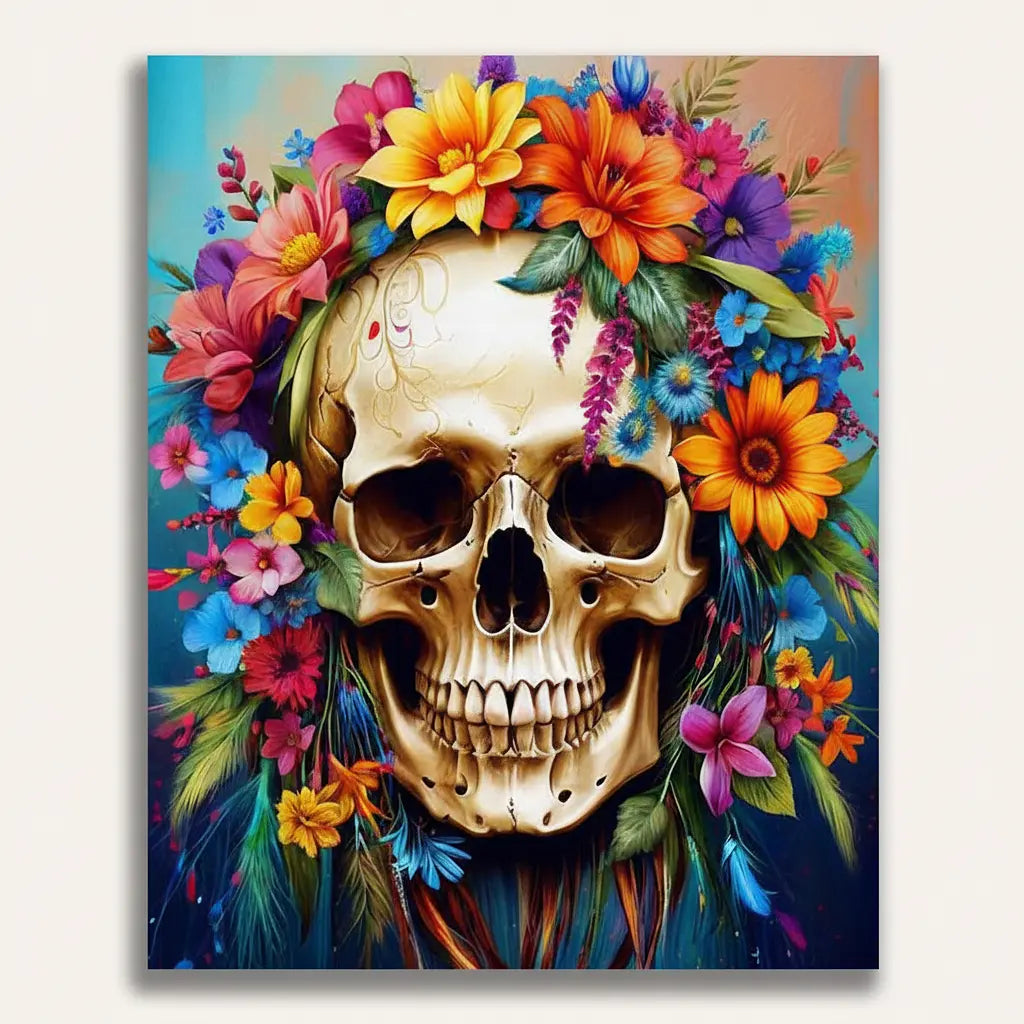 Floral Skull Art - Framed Paint by Numbers Kit