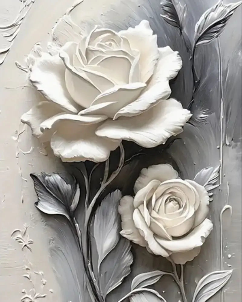 White Rose Relaxation - Paint by Numbers Kit