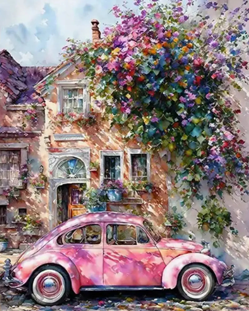 Vintage Car Cottage | Paint By Numbers Kit