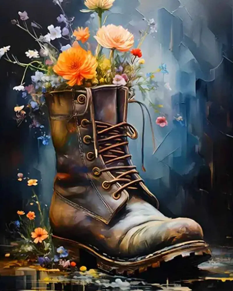 Floral Boot Painting - Paint by Numbers Kit