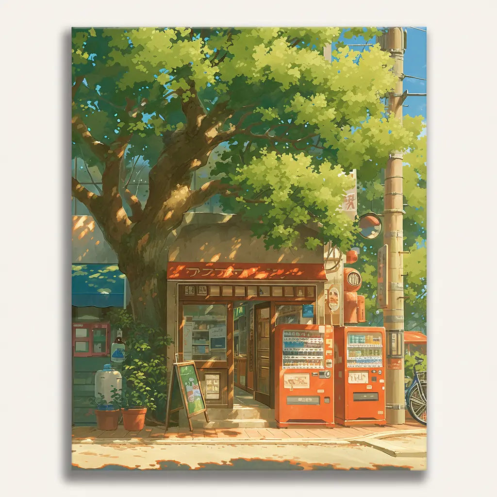 Japanese Street Scene - Framed Paint by Numbers Kit