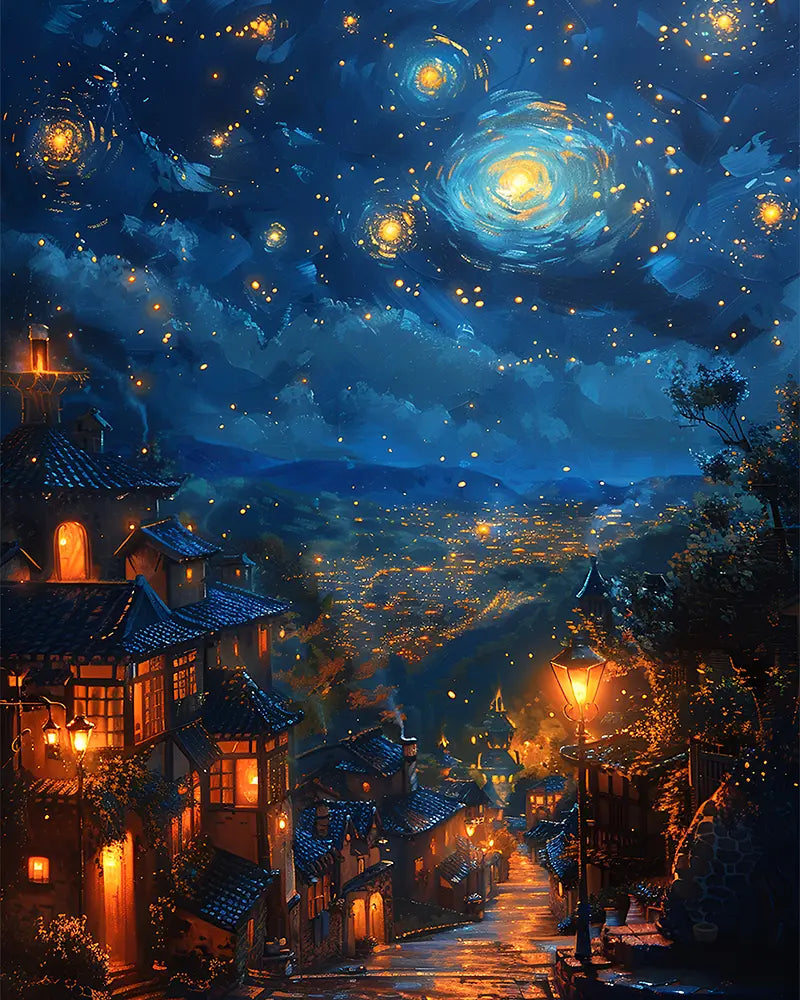 Starry Night Village - Paint by Numbers Kit