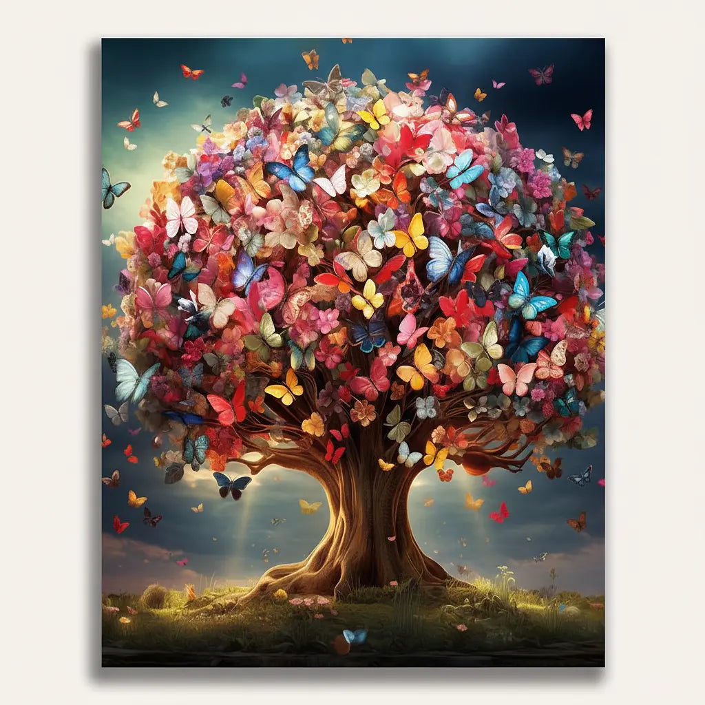 Butterfly Tree Canvas - Framed Paint by Numbers Kit
