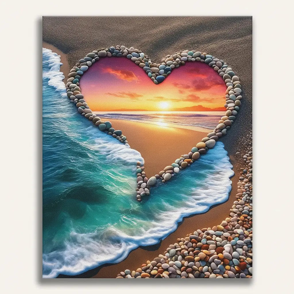 Heart Beach Sunset | Paint By Numbers Kit
