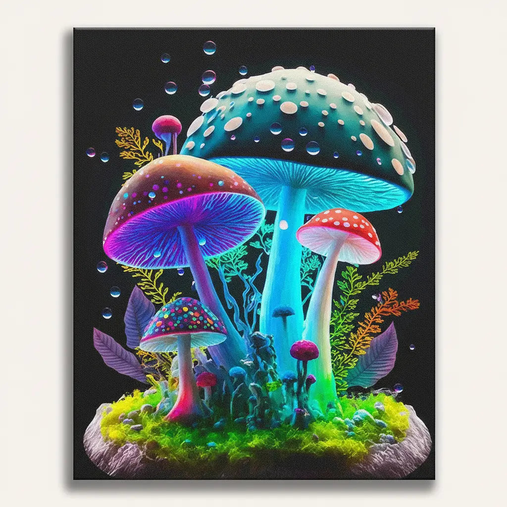 Fantasy Mushroom Garden - Framed Paint by Numbers Kit