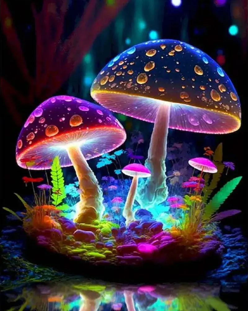 Glowing Mushrooms - Paint by Numbers Kit