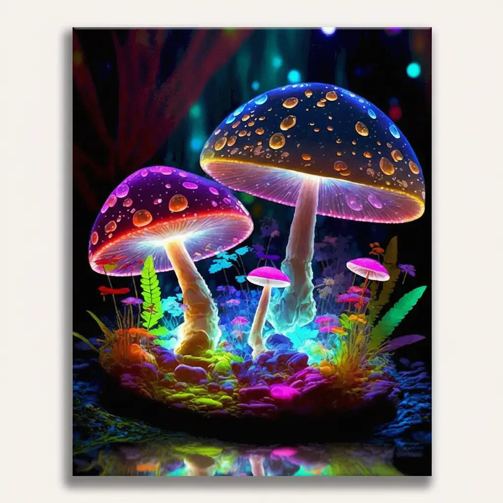 Glowing Mushrooms - Framed Paint by Numbers Kit