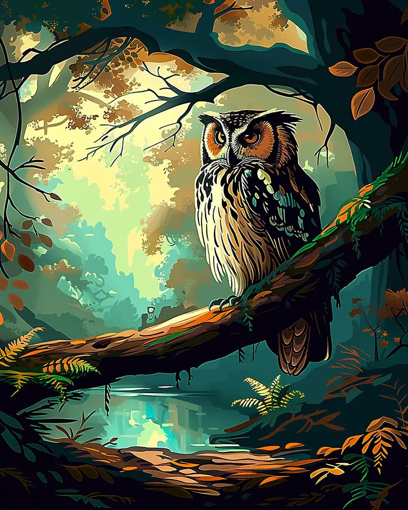 Forest Owl Painting - Paint by Numbers Kit