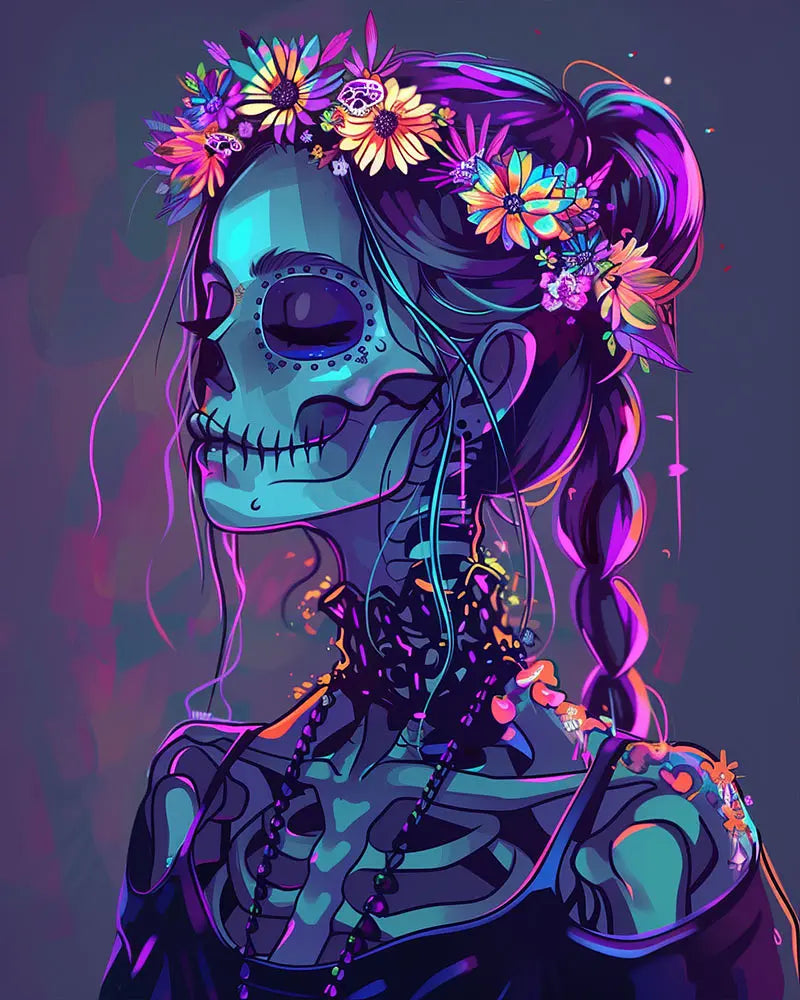 Skull Flower Girl - Paint by Numbers Kit