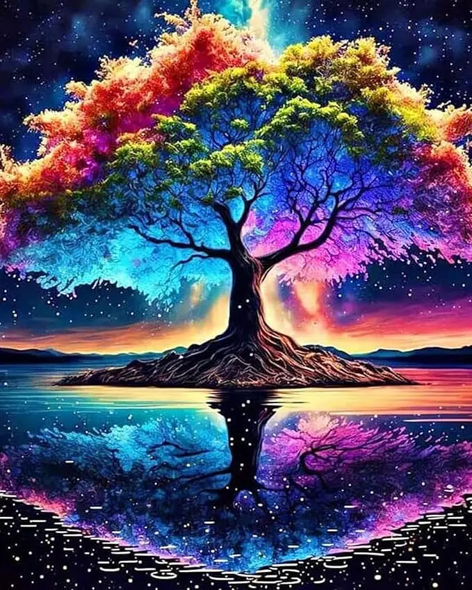 Cosmic Tree Reflection - Paint by Numbers Kit