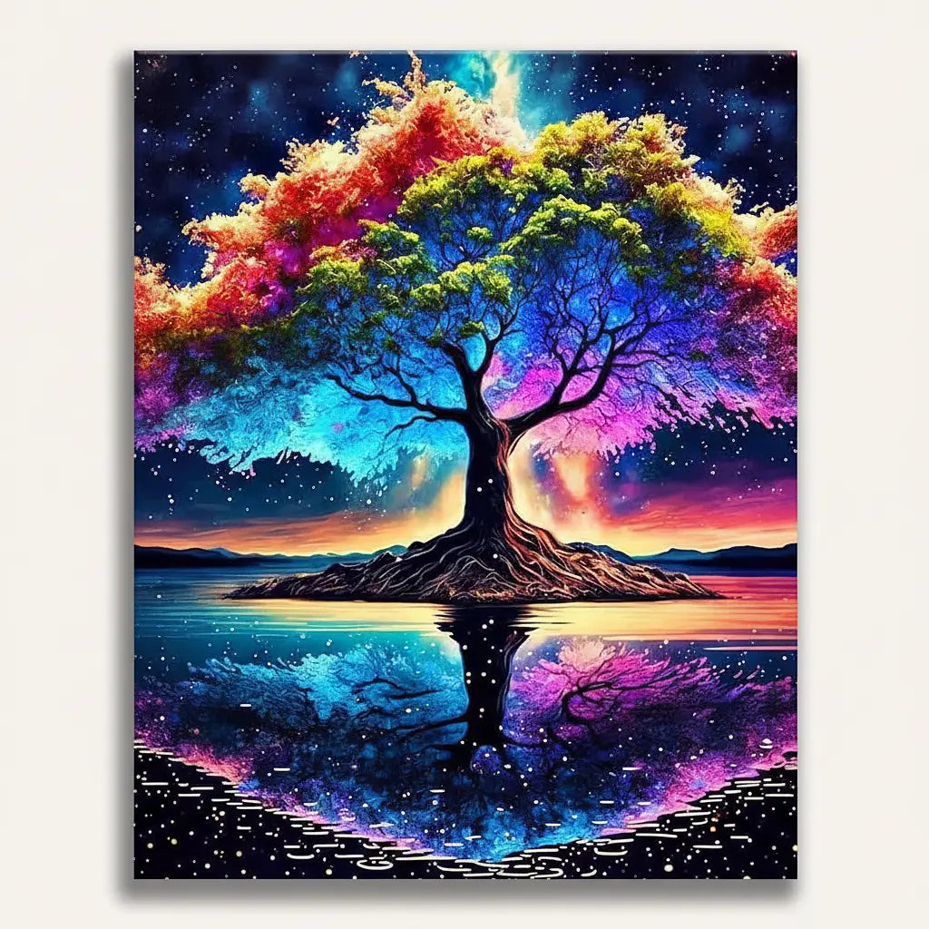 Cosmic Tree Reflection - Framed Paint by Numbers Kit