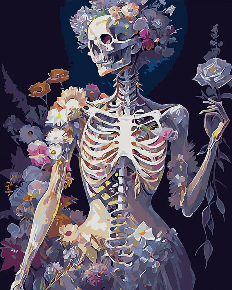 Floral Skeleton Art - Paint by Numbers Kit