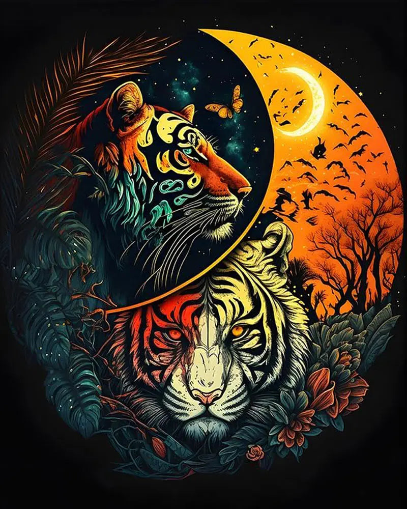 Dual Tigers Yin Yang | Paint By Numbers Kit