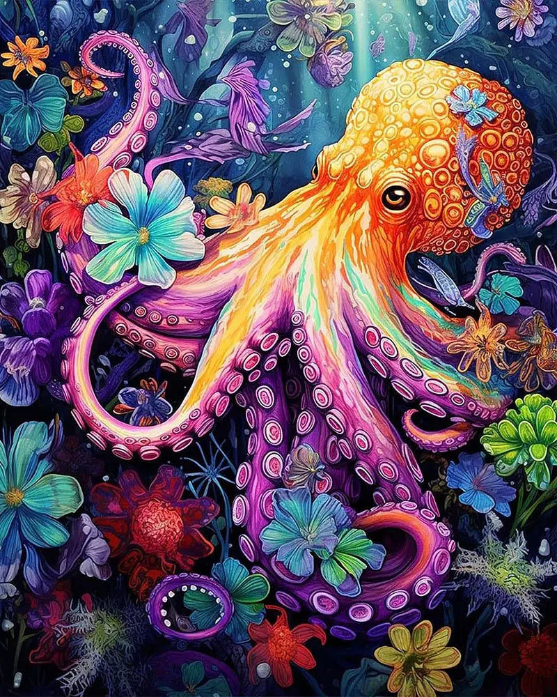 Vibrant Octopus Flowers | Paint By Numbers Kit
