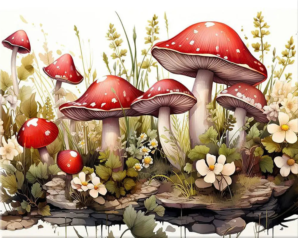 Mushroom Meadow Kit - Paint by Numbers Kit