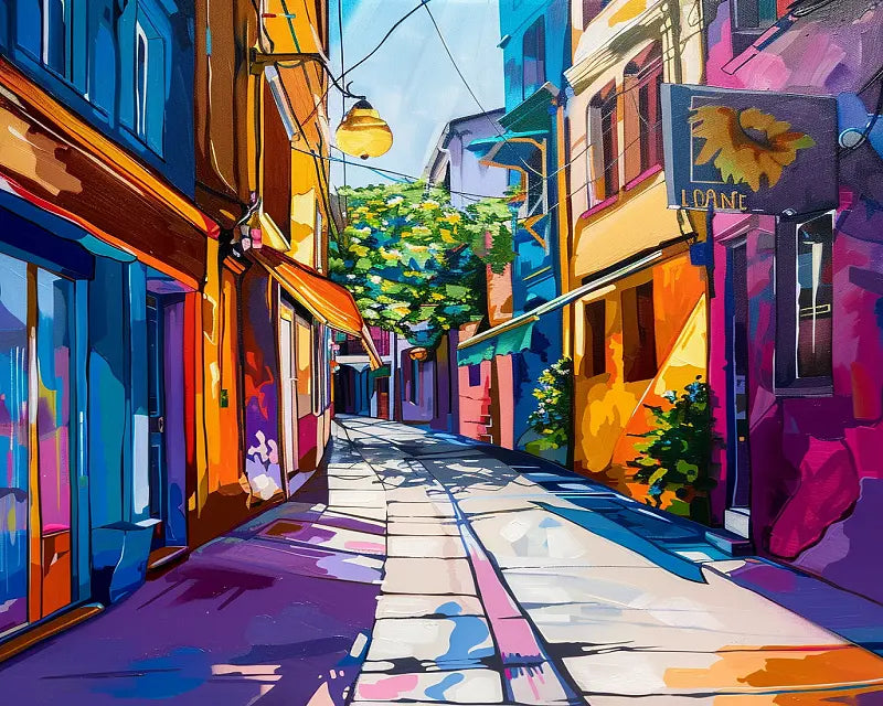 Colorful Street Scene - Paint by Numbers Kit