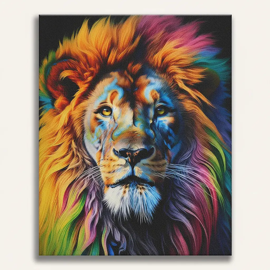 Rainbow Lion - Framed Paint by Numbers Kit