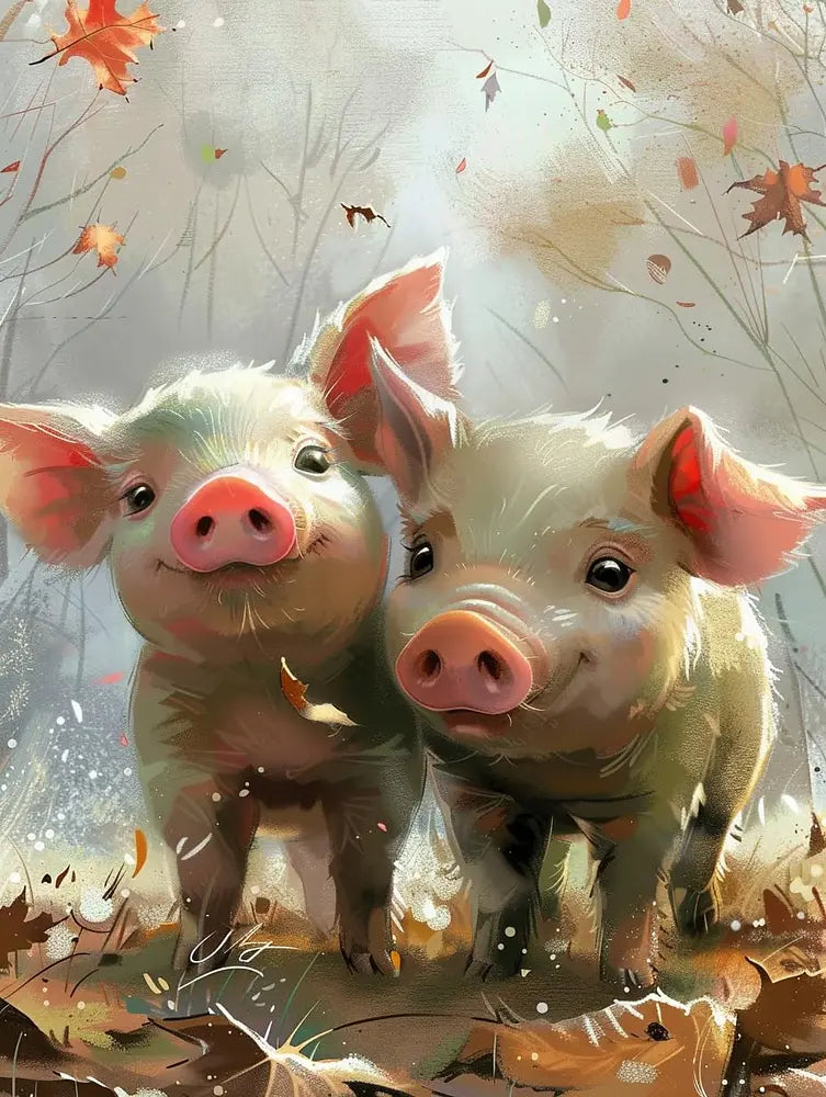 Autumn Piglets Kit | Paint By Numbers Kit