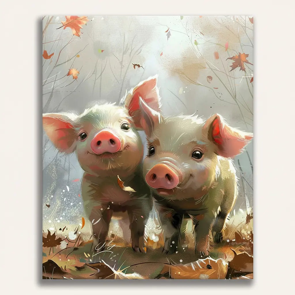Autumn Piglets Kit | Paint By Numbers Kit