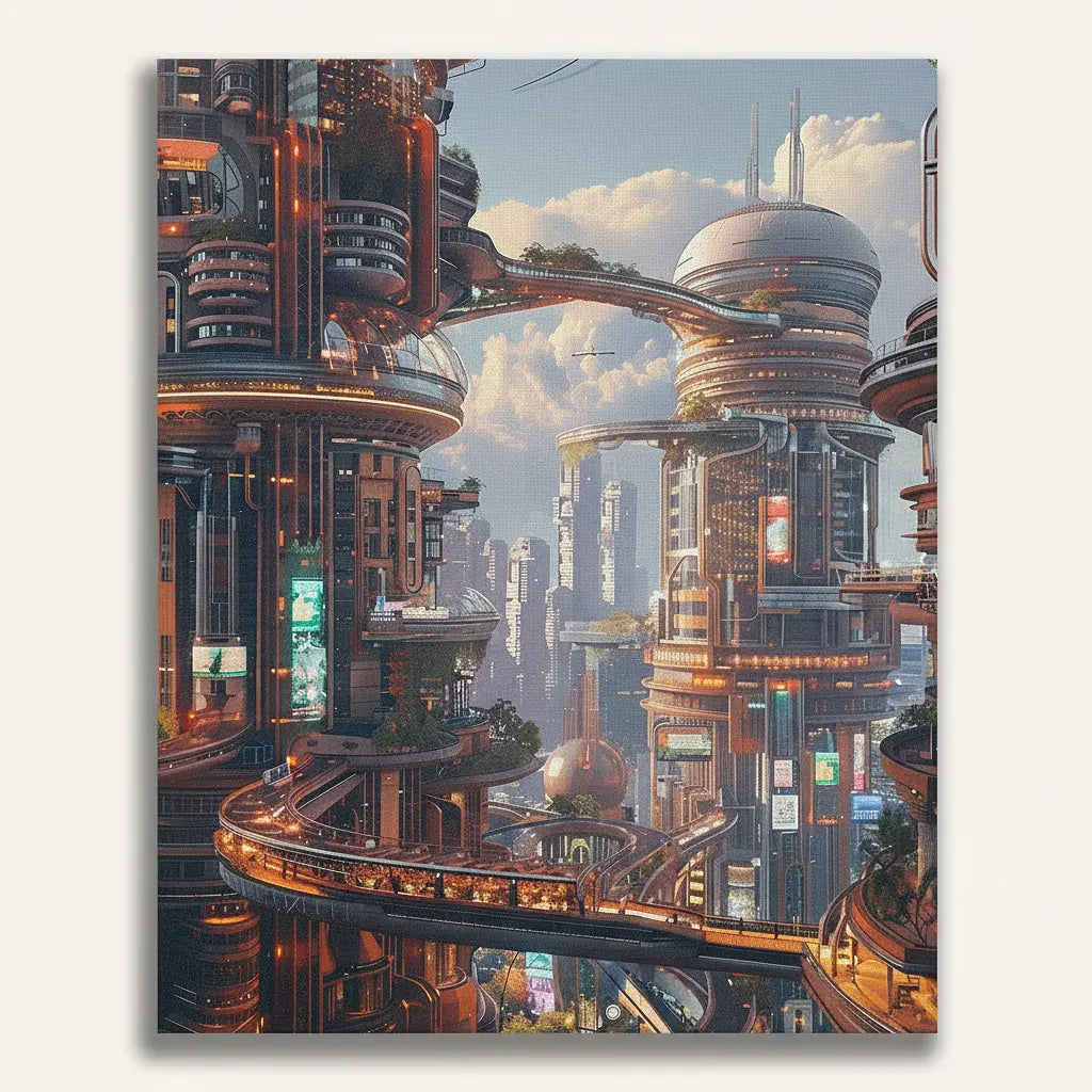 Futuristic City - Framed Paint by Numbers Kit