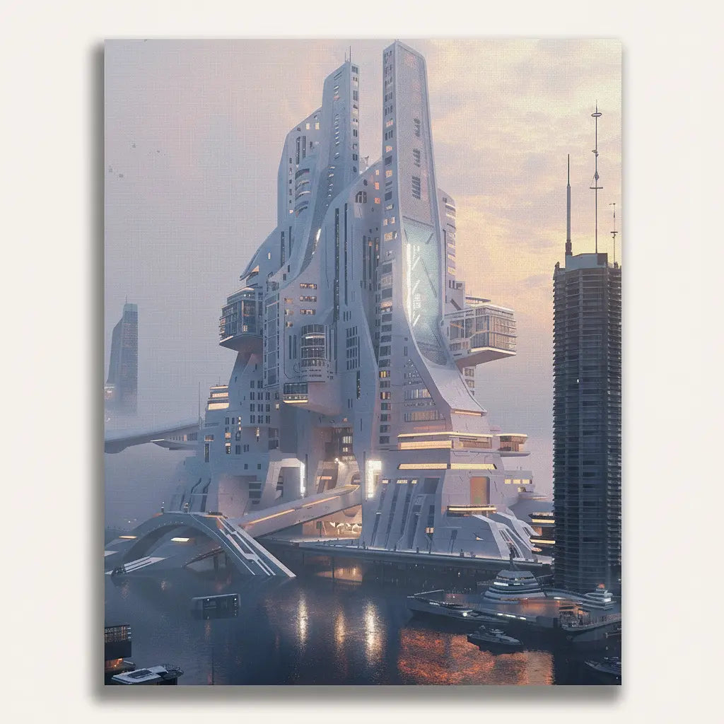 Futuristic City - Framed Paint by Numbers Kit