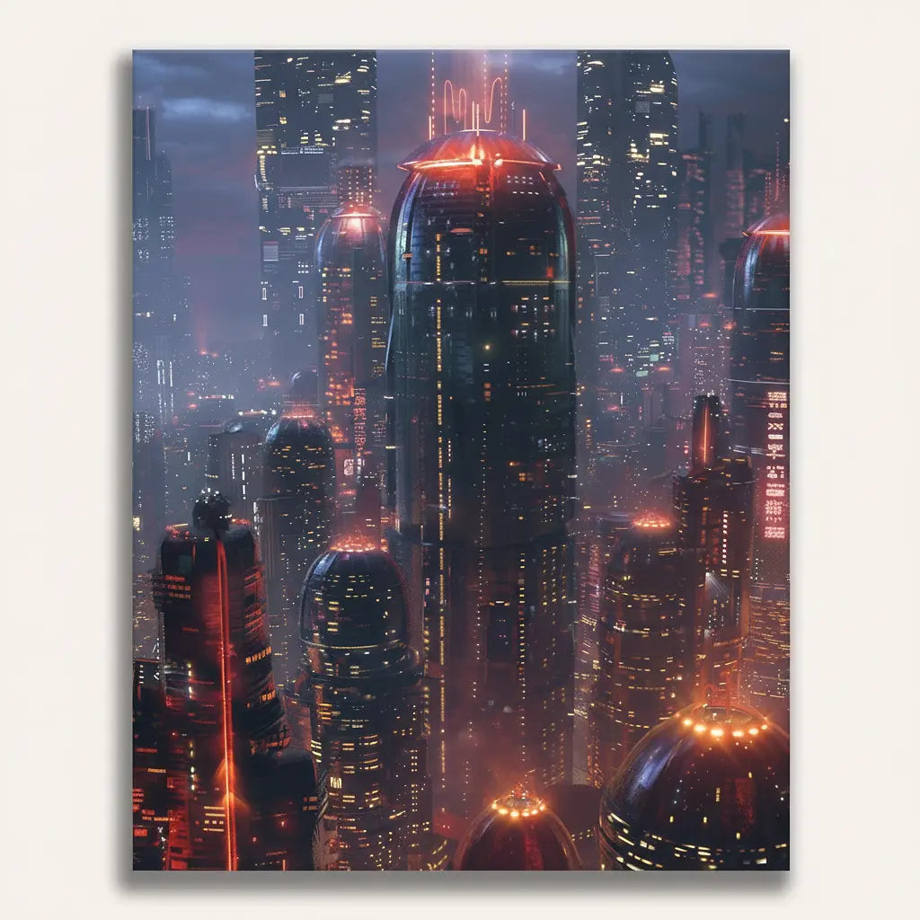 Futuristic Cityscape - Framed Paint by Numbers Kit