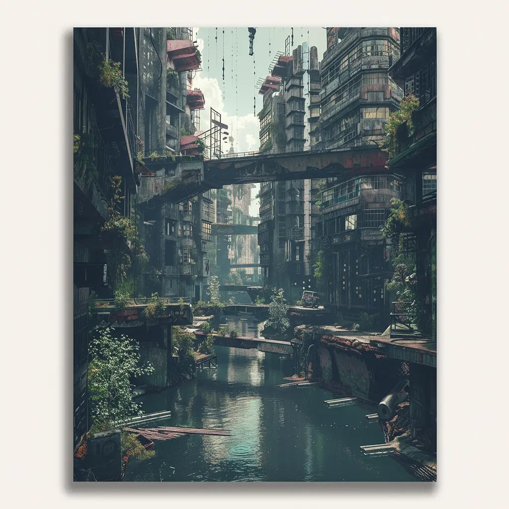 Urban Canal Ruins - Framed Paint by Numbers Kit