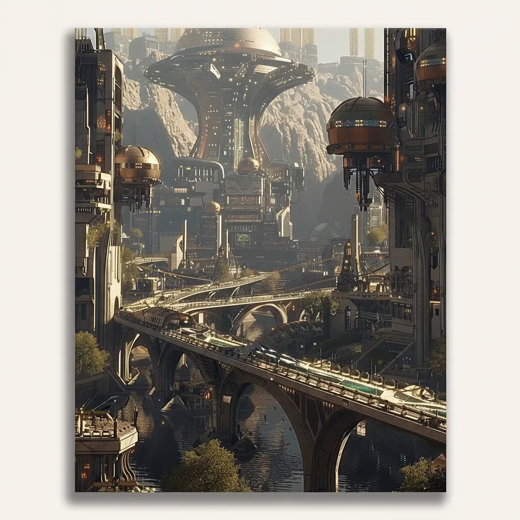 Futuristic City - Framed Paint by Numbers Kit