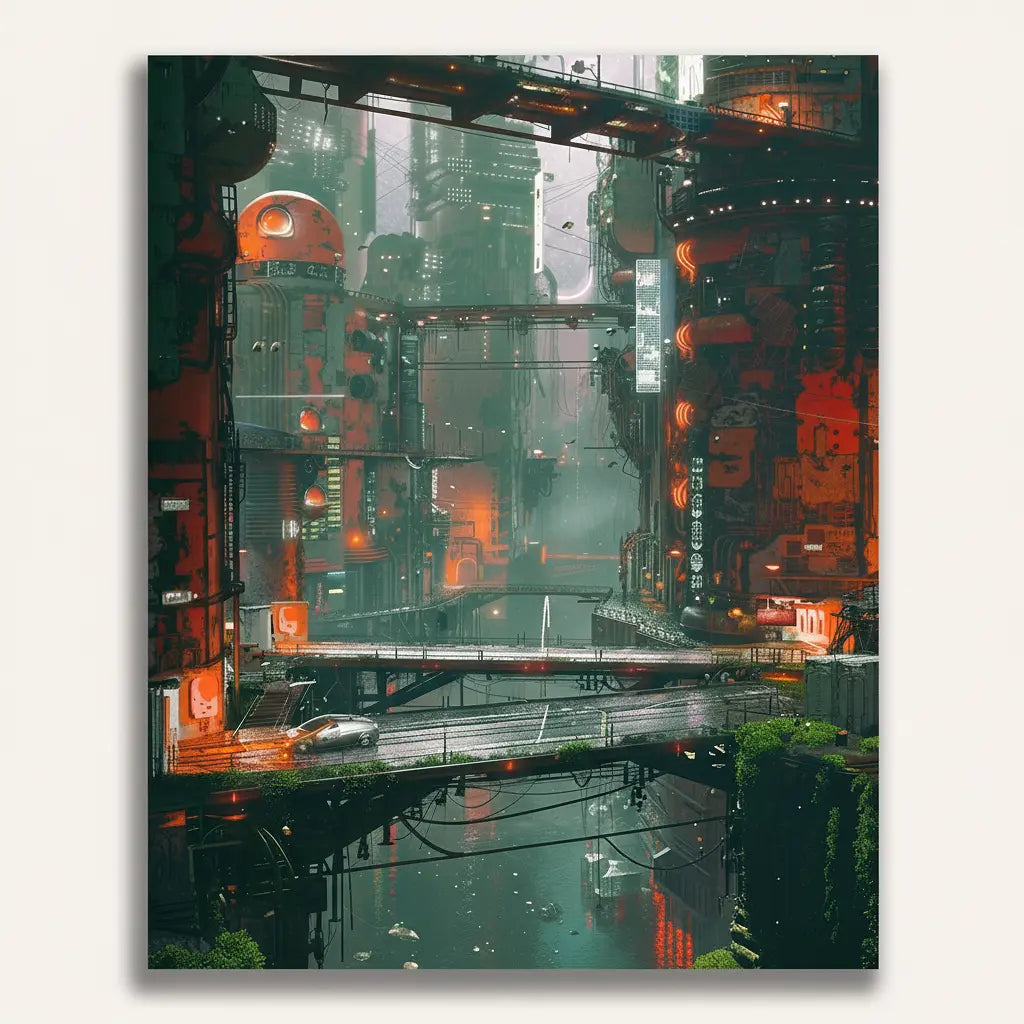 Cyberpunk City - Framed Paint by Numbers Kit