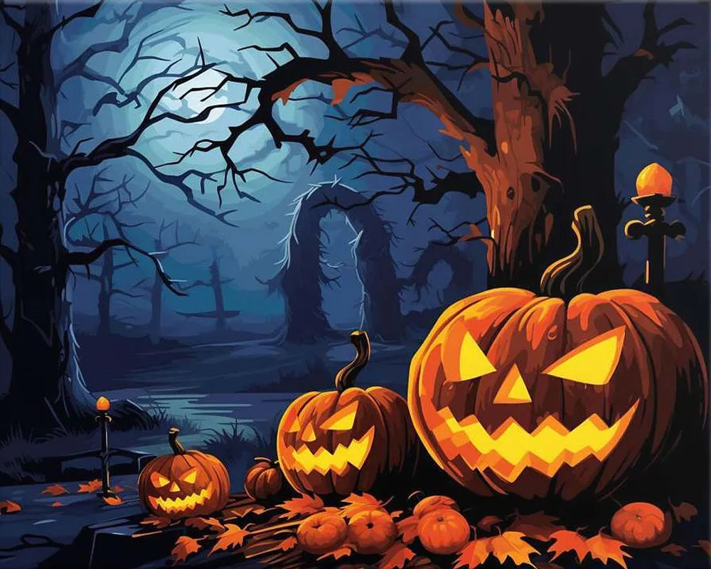 Spooky Halloween Pumpkins | Paint By Numbers Kit