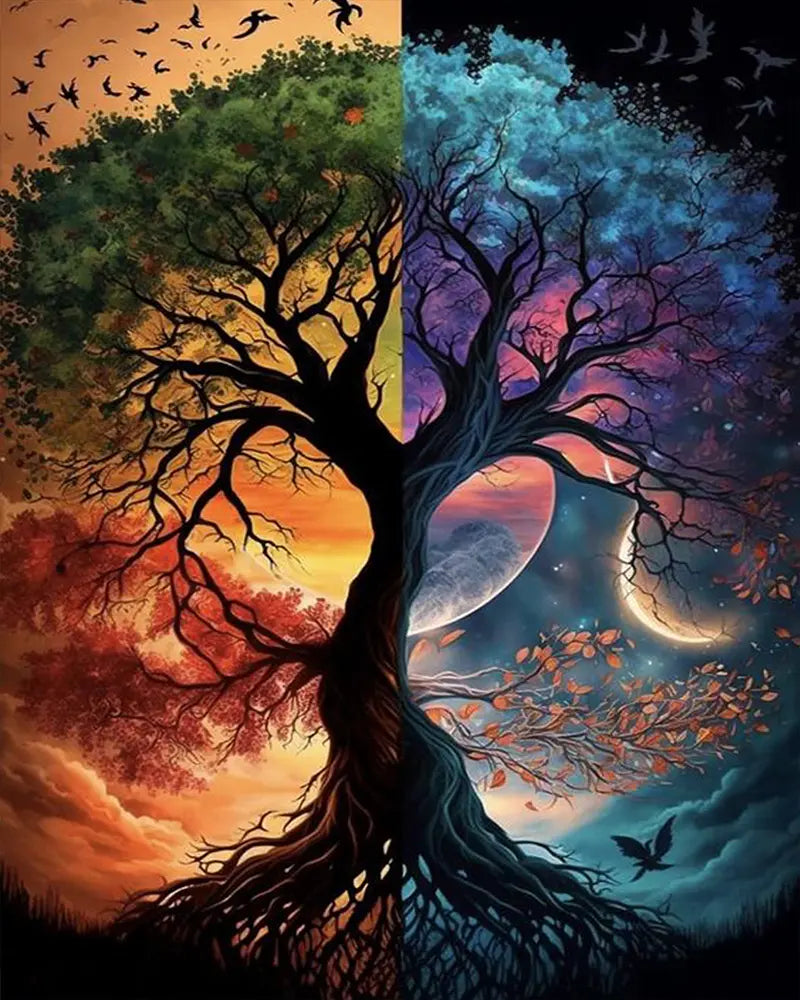 Day Night Tree - Paint by Numbers Kit