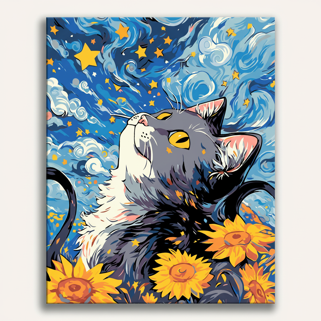 Starry Cat Dreams | Paint By Numbers Kit