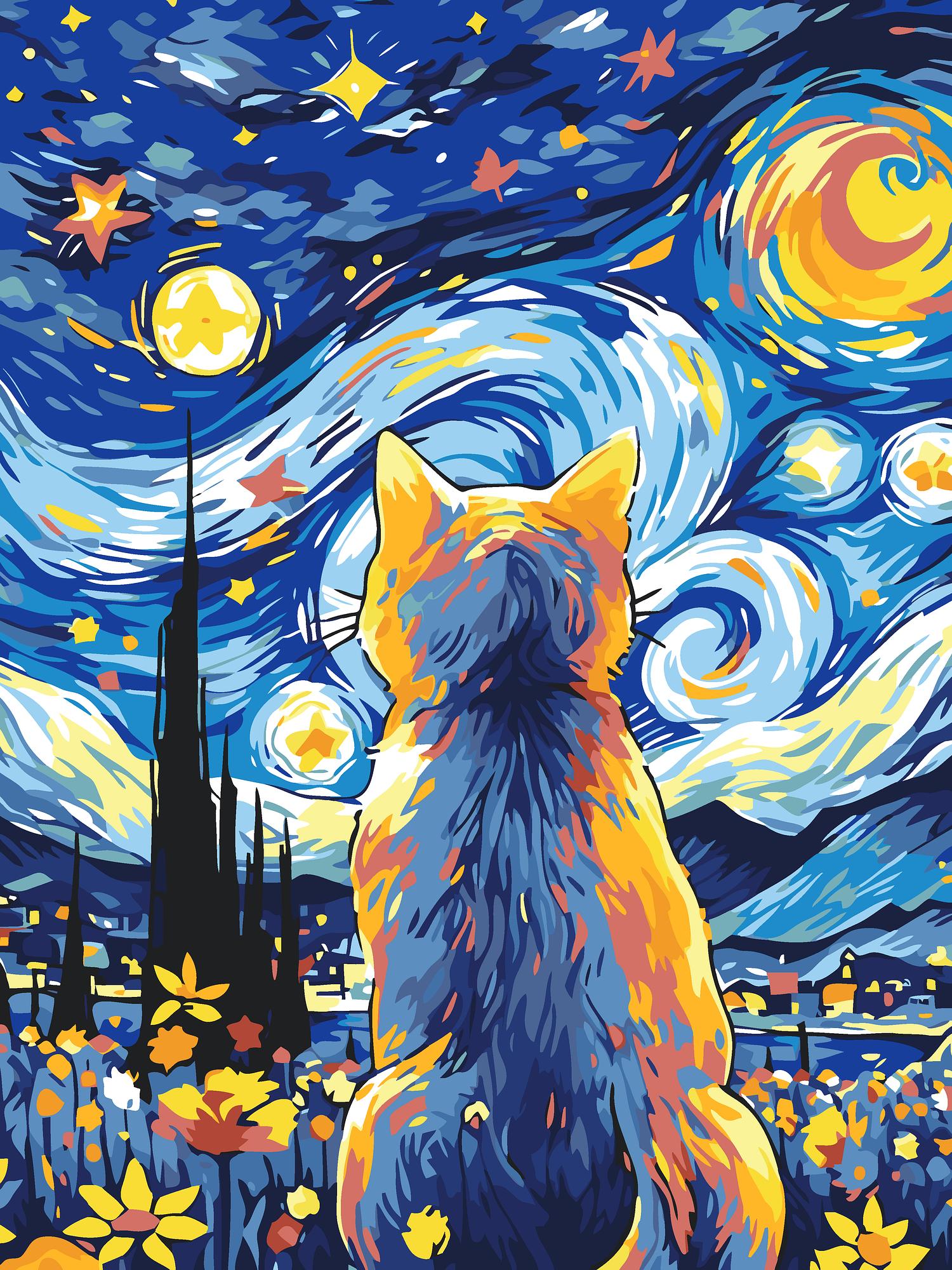 Starry Cat | Paint By Numbers Kit