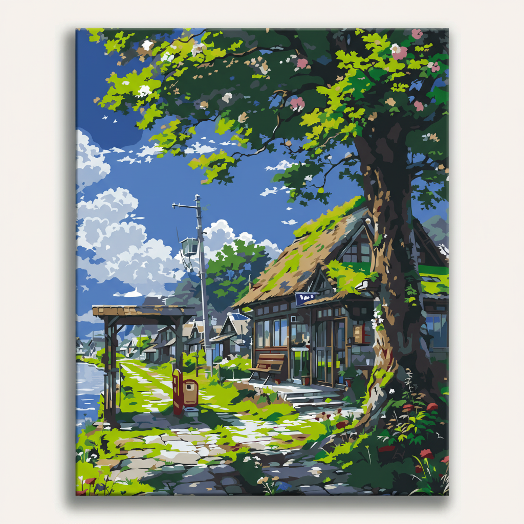 Countryside Train Station | Paint By Numbers Kit