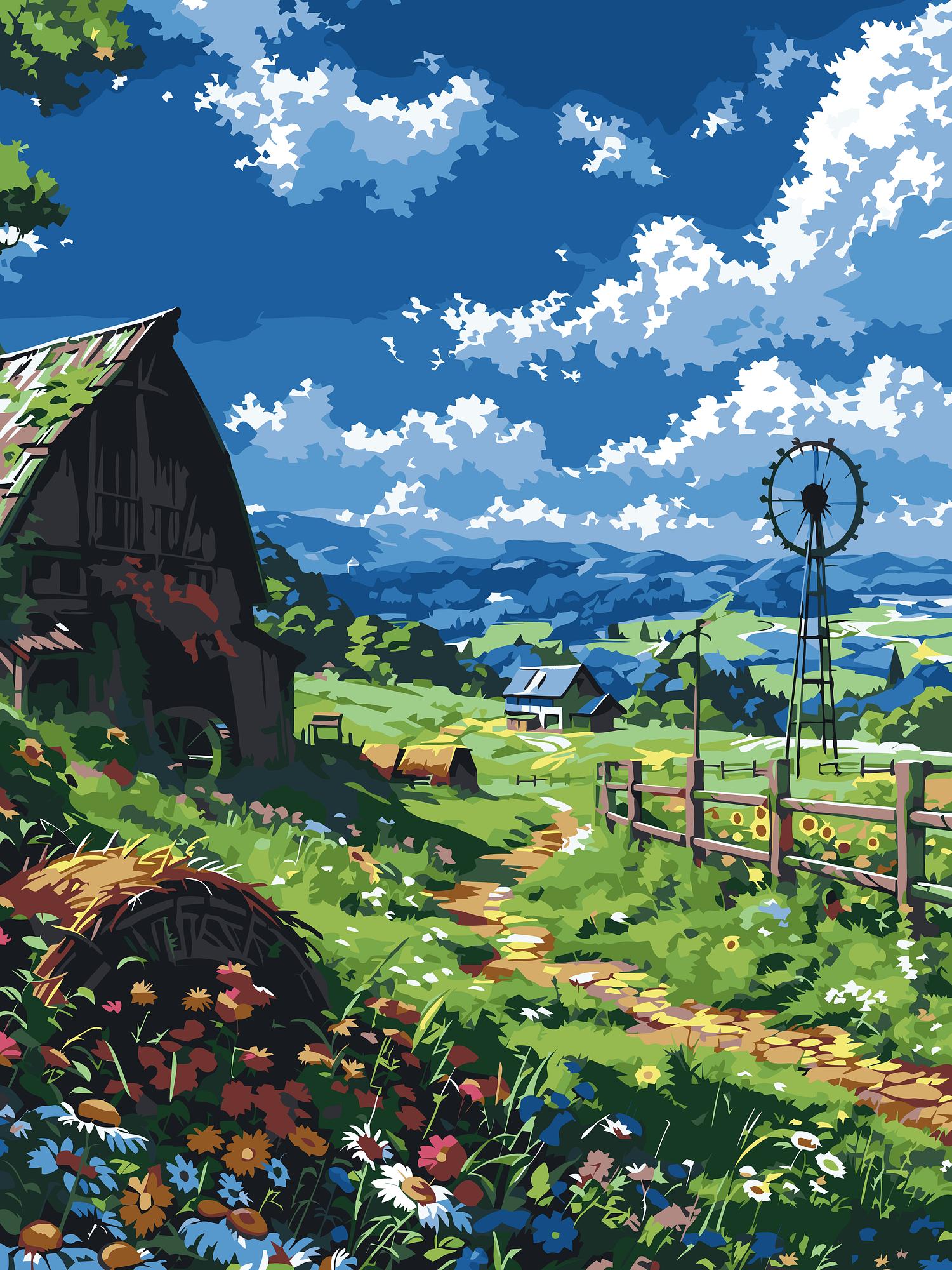 Countryside Farm Scene | Paint By Numbers Kit