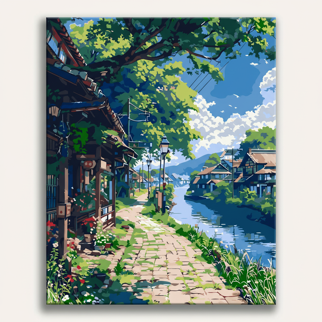 Riverside Village Painting | Paint By Numbers Kit