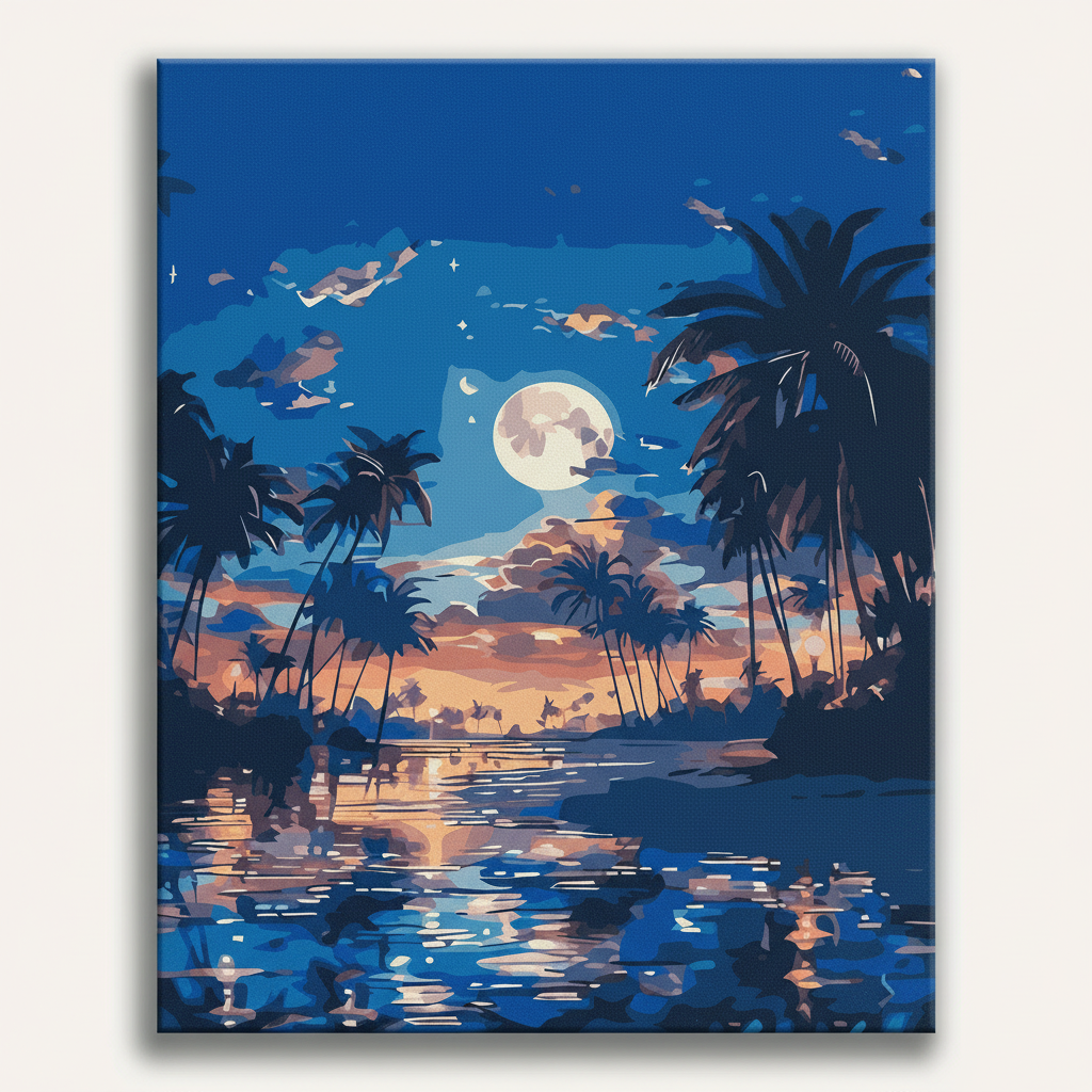 Tropical Moonlight Paradise | Paint By Numbers Kit