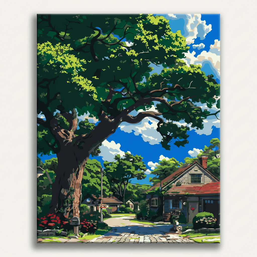 Cottage Street Scene | Paint By Numbers Kit