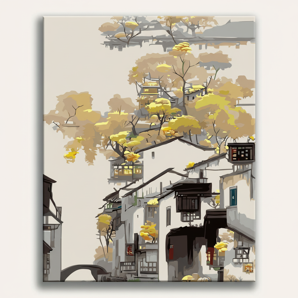 Chinese Village Autumn | Paint By Numbers Kit