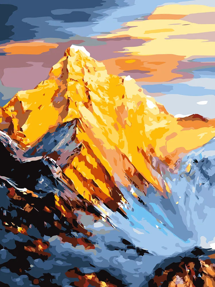 Golden Mountain Peaks | Paint By Numbers Kit