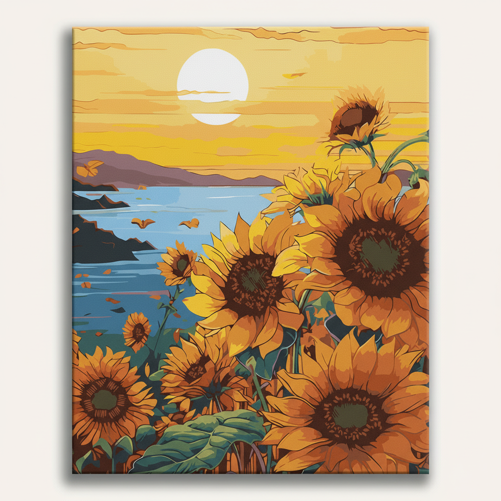 Sunflower Sunset Lake | Paint By Numbers Kit
